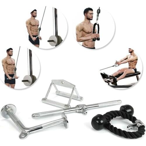 Home Gym Attachments Double D Handle, Tricep Rope, Rotating Bar, V-Shaped Bar Strength Training Kits