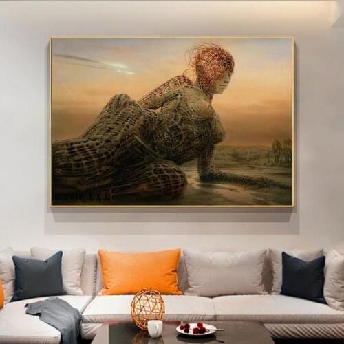 Fantasy Skeleton Girl Decor Painting Surrealism Tree Branch Body Picture Modern Wall Art Posters And Prints On Canvas Cuadros