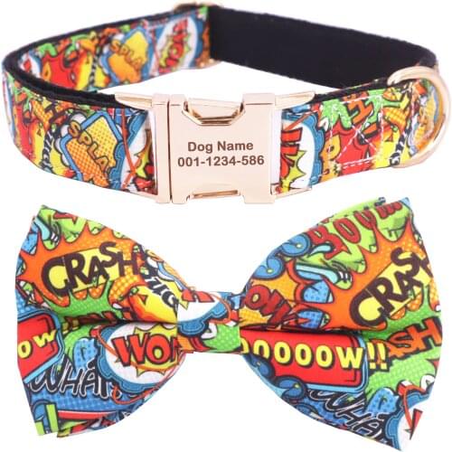 Crash Dog Collar Bow Tie with Metal Buckle Big and Small Dog&Cat Collar Pet Accessories