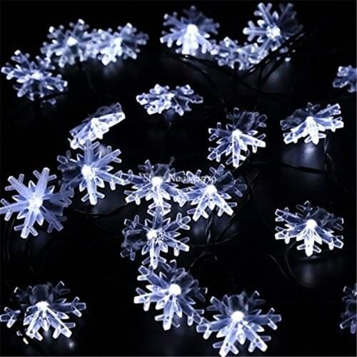 Solar Powered 5M 20 LED Snowflake Fairy String Lights for Wedding Christmas Party Festival Outdoor Garden Patio Decor