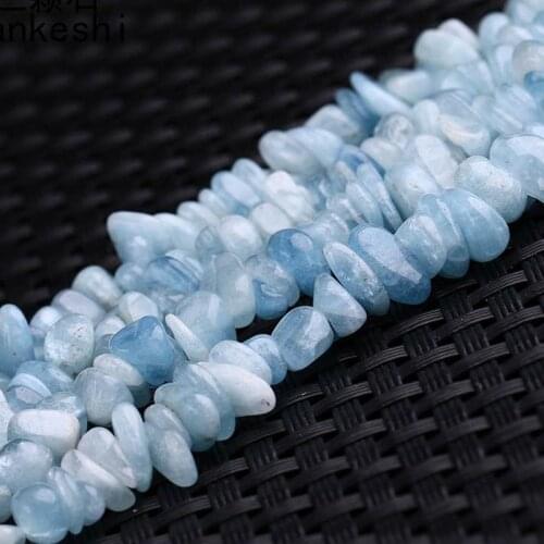 3-5x6-8mm Blue Aquamarines Beads Natural Freeform Chips Beads For Jewelry Making 15'' Needlework DIY Beads Bracelets Trinket