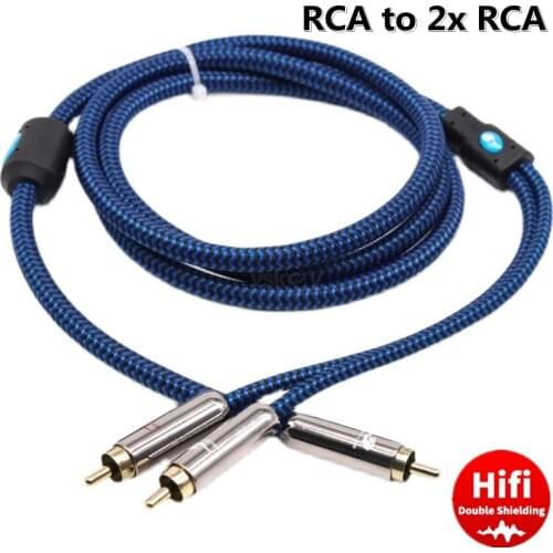 RCA to 2 RCA Male Jack Shielding Audio Cable For Amplifier Speaker DVD TV Subwoofer Signal Transfer Cords Wire 1m 2m 3m 5m 8m