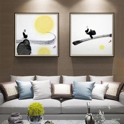 Chinese Style Zen Ink Painting Landscape Canvas Painting Art Wall Pictures For Modern Living Room Black White HD Poster & Prints