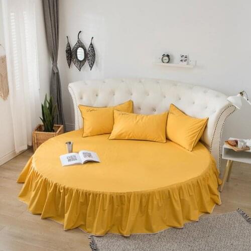 100% Pure Cotton Round Bed skirt sheet Round shape European Style Solid Color Bedspread For Diameter 200cm 220cm