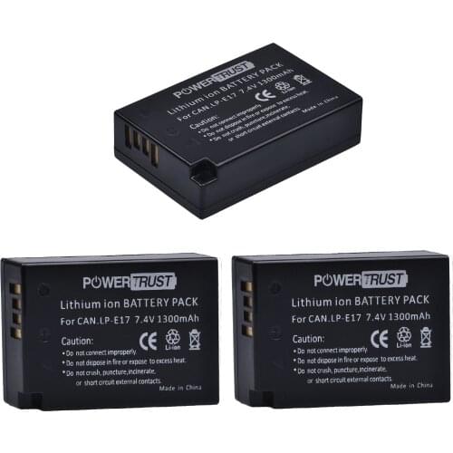 PowerTrust 3-Pack 1300mAh LP-E17 LPE17 LP E17 Lithium Ion battery for Canon EOS M3 M5 750D 760D 800D T6i T6s 8000D Kiss X8i