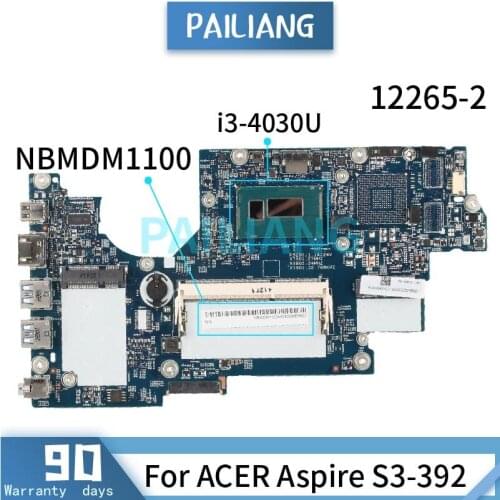 Mainboard For ACER Aspire S3-392 i3-4030U With 2GB RAM Laptop motherboard 12265-2 SR1EN DDR3 Tested OK