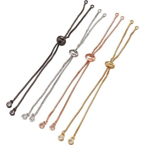 20 Strands Rack Plated Brass bracelet chains jewelry diy bijoux makings with rhinestone color-keeping Metal 126x1mm hole: 1.5mm