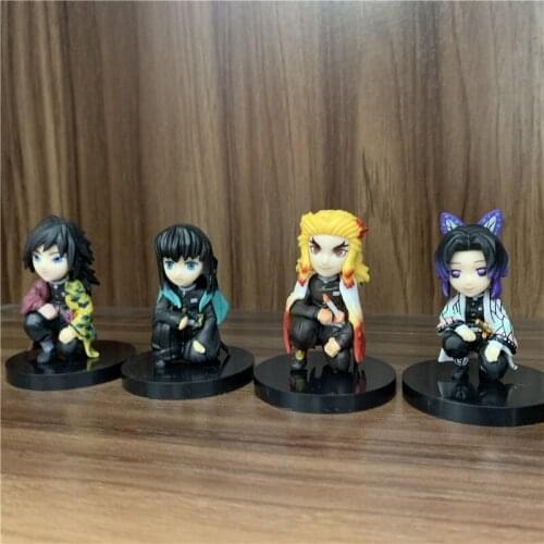 4pcs Demon Slayer Cute Figure Tomioka Giyuu Kochou Shinobu Tokitou Muichirou Rengoku Kyoujurou PVC Figure Model 6cm