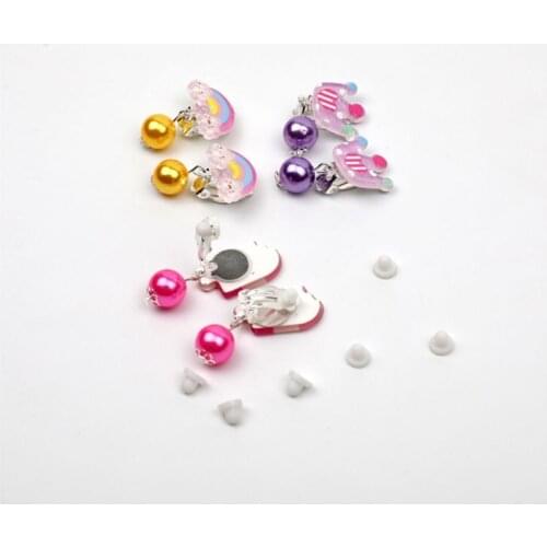 7 Pairs Mini Lovely Ear Clips for Girls Hypoallergenic No Piercing Plastic Earrings for Kids Children with Pain-resistant
