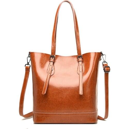 Fashion Shoulder Tote Bag 100% Genuine Leather Womens Messenger Bag High Quality First Layer of Cowhide Handbag Female Design