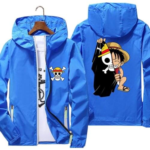 Men Women Monkey D. Luffy Anime One Piece Thin Reflective Sunscreen Windbreaker Jacket Coat Cycling Sports Skin Ultra Light 7xl
