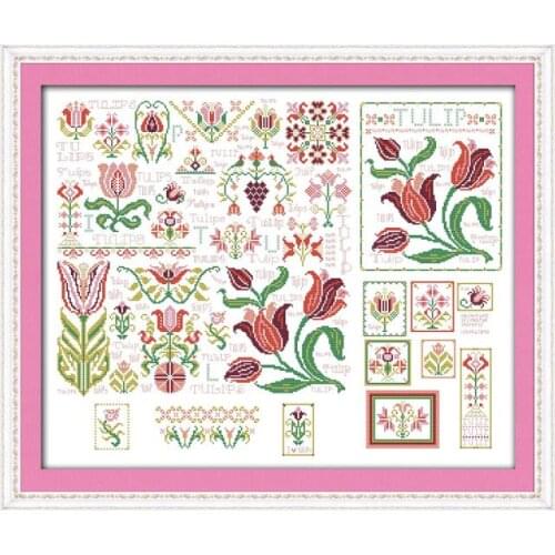 The dream of tulips cross stitch kit flowers Aida count 18ct 14ct 11ct print embroidery DIY handmade needlework supplies bag