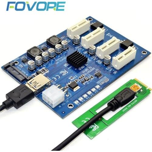 M2 NGFF PCI-E PCI Express Extender Riser Card Adapter 4 PCIE slot adapter PCI-e Port Multiplier M.2 Card For Mining