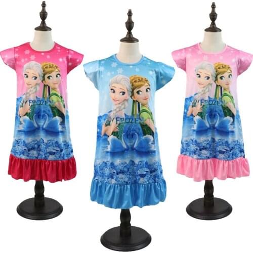 2021 Disney Anna Elsa Princess Dress Girl Summer Clothing Kids Clothes Childrens Pajamas Birthday Dresses Casual Costume 3 8 Y