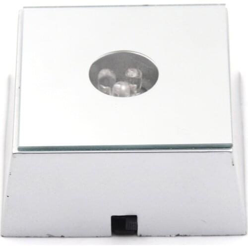 3 LEDs Luminous Base Light Crystal Glass Transparent Objects Display Colorful Square Crystal Figurine Display Stand Base
