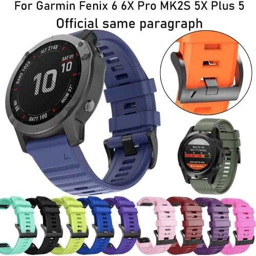 26 22MM Watchband Strap for Garmin Fenix 6X 6 Pro 5X Plus 5 3HR D2 S60 Forerunner 945 Watch Quick Release Silicone Wrist Strap