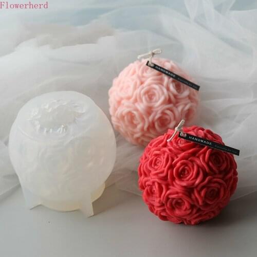 Rose Flower Ball Candle Silicone Mold Wedding Decoration Candle Mold DIY Soap Mold Fondant Cake Mold Cake Decorating Pastry Tool