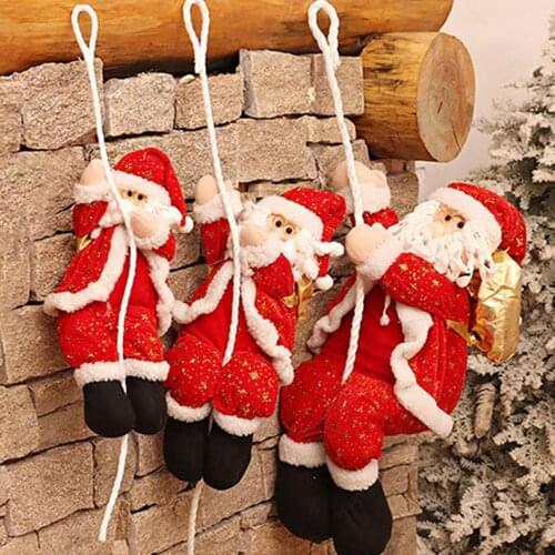 Christmas Santa Claus Climbing Rope Showcase Xmas Tree Window Hanging Decoration Climbing old man plush doll Christmas Pendant