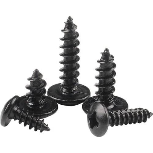 10/50pcs M2.2 M2.9 M3.5 M3.9 M4.2 M4.8 Black 304 Stainless Steel Cross Phillips Large Round Truss Head Self Tapping Wood Screw