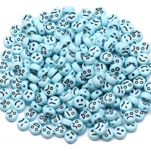 Blue Mixed Round 4x7mm Mood Pattern Acrylic Spacer Beads For Jewelry Making DIY Clothing Sewing Decoration Crafts Accessories