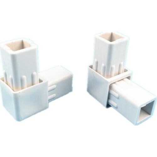 Display Rack Fastener Corner Bracket 22x22 Stainless Steel Square Tube Two-way Plastic Connector