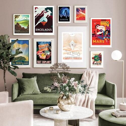 Vintage Art Space Universe Expedition Abstract Prints Poster Exoplanet Canvas Painting Earth Mars Venus Wall Picture Home Decor