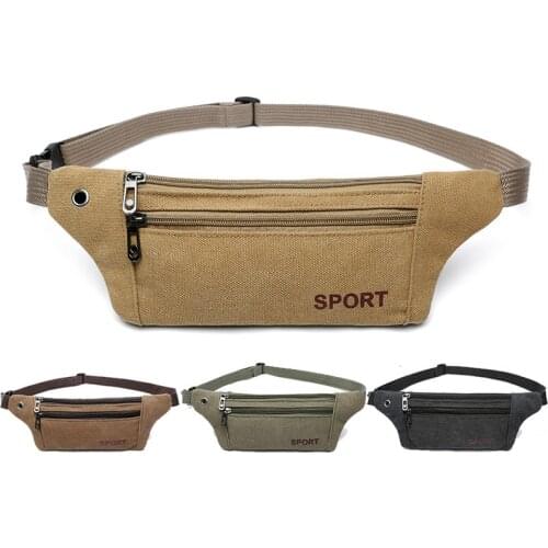 Men Casual Durable Fanny Waist Pack Male Waist Bags Belt Canvas New Hip Bum Military Bag Pouch Three Zipper Pocket