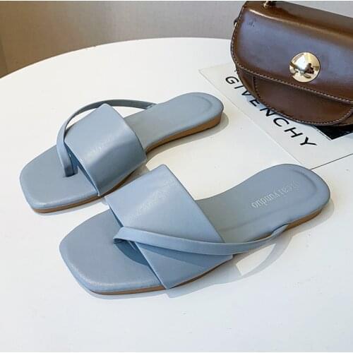2021 Summer Blue Flats Women Fashion Silp-On Slippers Outdoor Beach Flip Flops Sandals For Women Casual White Shoes Ladies Hot