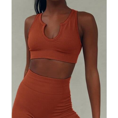 Women Yoga Sets Ribbed Seamless Sports Sets 2 Pc Set for Women Sexy Fitness Bra High Waisted Leggings for Sports Women