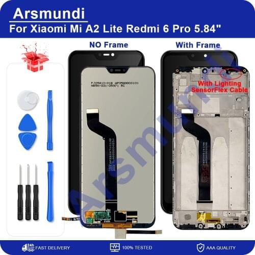 5.84" For Xiaomi Mi A2 Lite A2Lite LCD Display Touch Screen Digitizer Assembly + Frame For Xiaomi Redmi 6 Pro 6Pro Mi A2 Lite