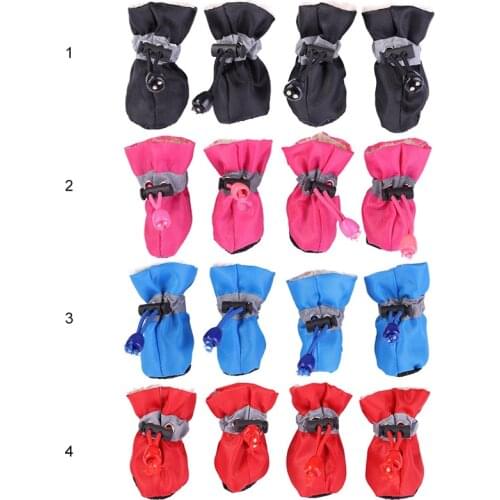 4pcs Winter Pet Dog Waterproof Shoes Anti-slip Rain Snow Boots Footwear Thick Warm For Small Cats Dogs Socks Booties For Puppy