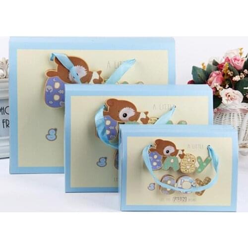 10pcs its Boy Girl Baby Gift Bag With Handle Baby Shower Super large Gift Box Birthday Party Candy Box Classic Gift Favor Wrap