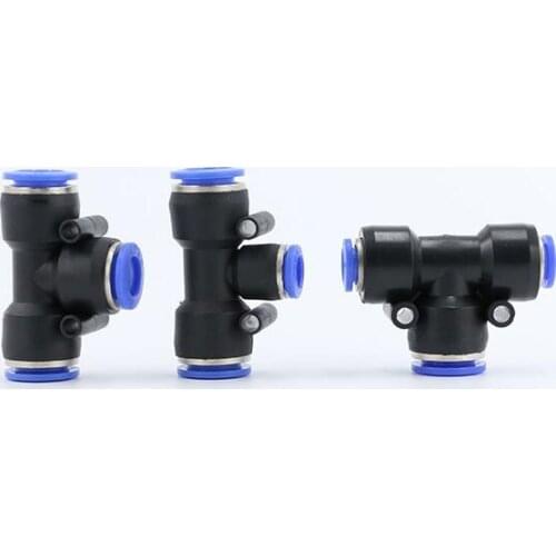 10PCS PEG6-4 PEG8-6 PEG10-8 PEG12-10 To PEG16-12 Tube O/D 4mm-16mm T Style Three Way Plastic Pneumatic Connector Push In Fitting