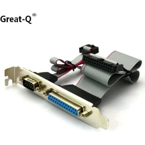40CM PCI Slot Header Serial DB9 Pin With Parallel DB25 Pin Cable With Bracket For Parallel LPT Printer COM Serial