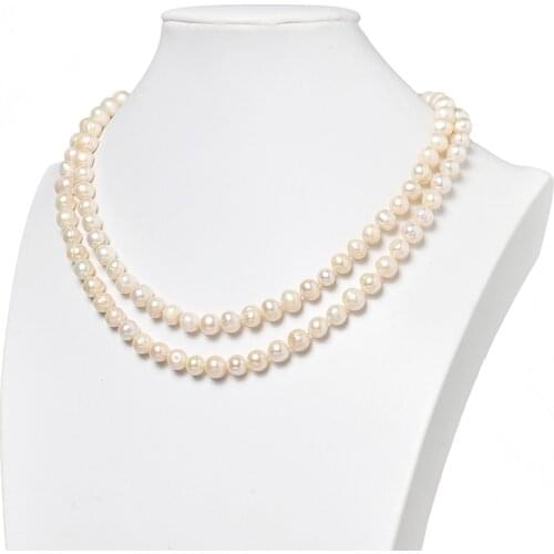 8-9&7-8mm Elegant 2 Rows Freshwater Natural Pearls Necklace Making Diy jewelry 19inch Wholesale H475