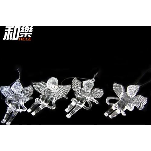 8cm Transparent Acrylic Angel Romantic Wedding Decoration Christmas Little Angel Pendant 4pcs