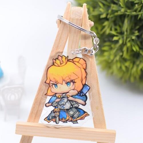 Fate Grand Order Keychain Cute Double Sided FGO Saber/Archer Acrylic Key Chain Pendant Anime Accessories Cartoon Key Ring DBS1P