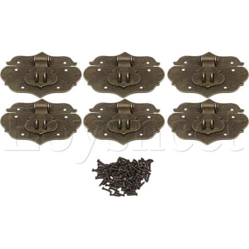 Bronze Zinc Alloy Decorative Lock Catch Jewelry Box 76x58mm Set of 6