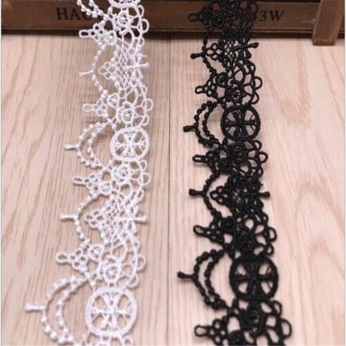 Black/White Embroidered Net Lace Fabric Trim Ribbons DIY Sewing Handmade Craft Materials