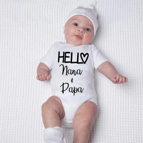 Hell Love Nana Papa Pattern Newborn Baby Girl Boy Clothes Letter Print Cotton Rompers Jumpsuits Outfits Casual Clothes Baby Set
