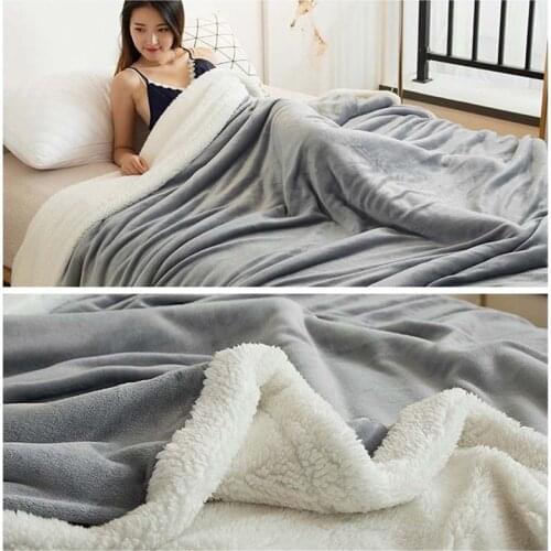 Double Thicken Lamb Cashmere Blanket For Bed Sofa Winter Warm Cozy Throw Blankets For Office Bed Cover Coral Fleece Bedspread