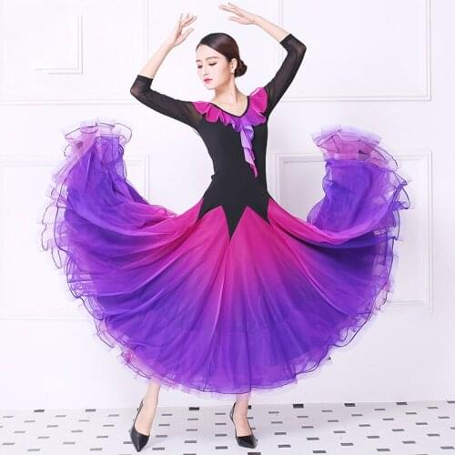 Customized High quality Fashion ballroom dance dress 3\4 sleeve modern dance clothes women evening party dress