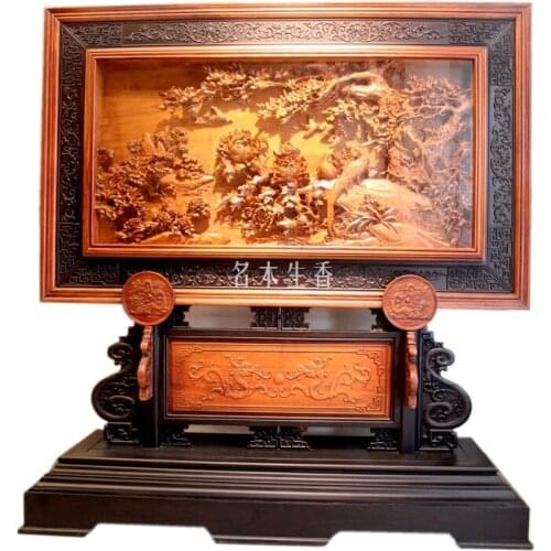 Dongyang woodcarving boutique table screen porch screen seat screen Chinese yew inserted partition classical background national