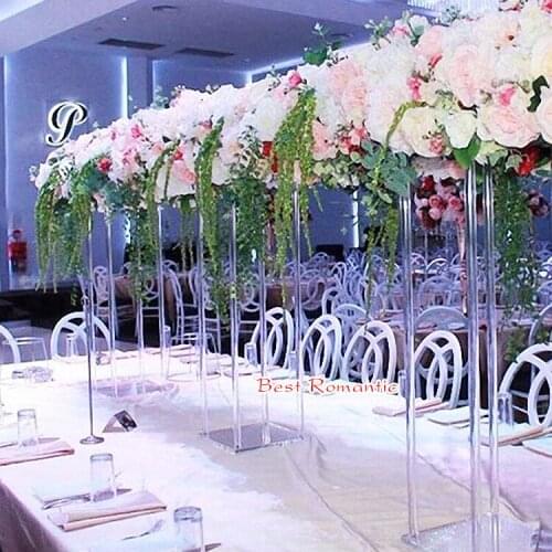 Artificial flower fake flower Flower Vase crafts decor wedding Table Centerpiece Floral Stand Columns For Wedding party