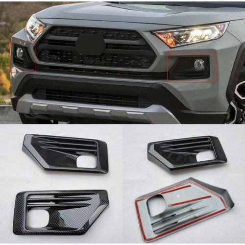 JanDeNing 2pcs For Toyota Rav4 Adventure 2019 2020 Carbon fiber Front Fog Light Lamp Cover Trim
