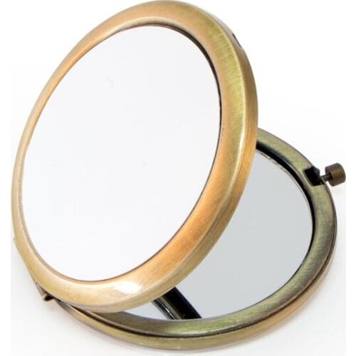 Sublimation Bronze Compact Makeup Mirror + 58 mm Sublimation Plate 100 pieces/Lot