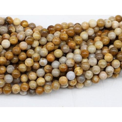 4 6 8 10 mm Natural Chrysanthemum Stone Round Loose Beads Coral Fossils Bead For DIY Jewelry Making Findings Supplies Wholesale