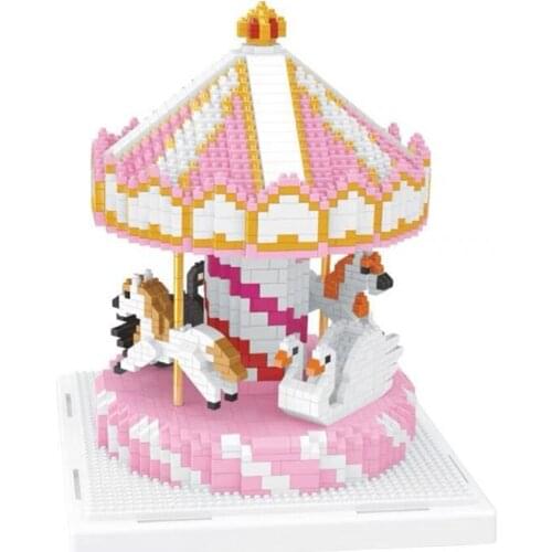 LNO Blocks Gift Series 287 Pink Merry-Go-Round Micro Mini Blocks Puzzle Diamond Building Blocks Set 2500Pcs DIY Toys