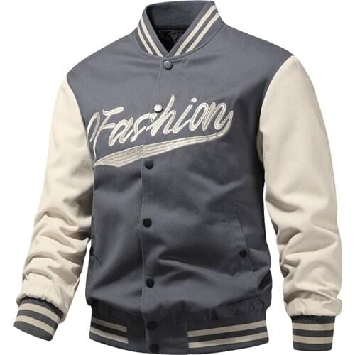 QSuper Fashion Embroidery Autumn&Spring Mens Jackets New Style Baseball Jacket for Man Contrast Color Patchwork Male Clothing