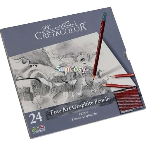 Cretacolor Cleo Fine Art Graphite 24 Piece Tin Set,Easily Sharpened ,Ideal for Sketching and Drawing